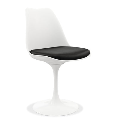 Black and White Upholstered Faux Leather Dining Side Chair