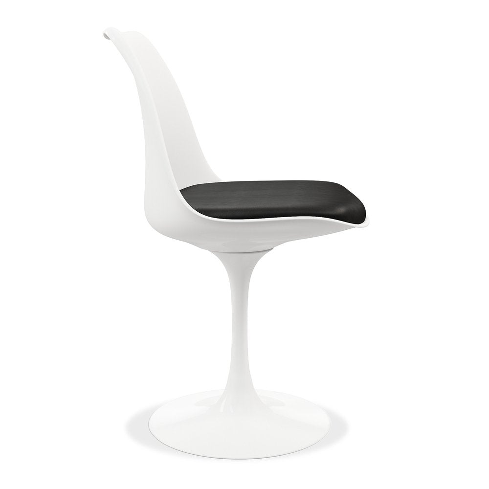 Black and White Upholstered Faux Leather Dining Side Chair