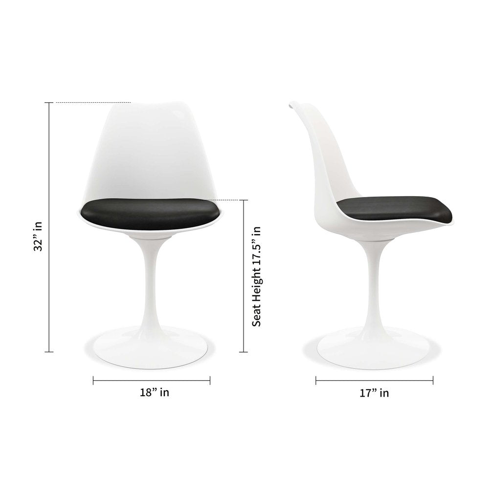 Black and White Upholstered Faux Leather Dining Side Chair
