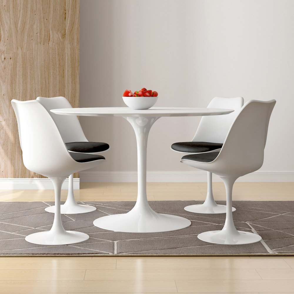 Black and White Upholstered Faux Leather Dining Side Chair