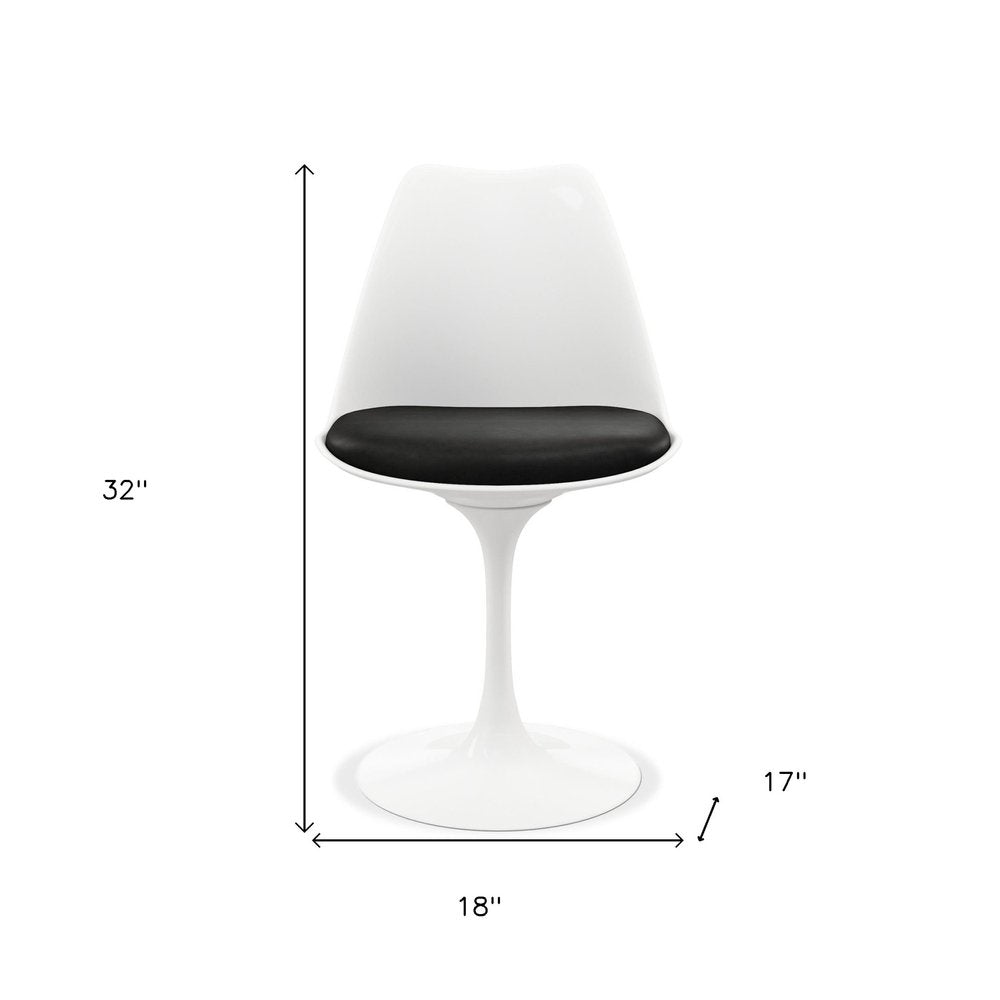 Black and White Upholstered Faux Leather Dining Side Chair