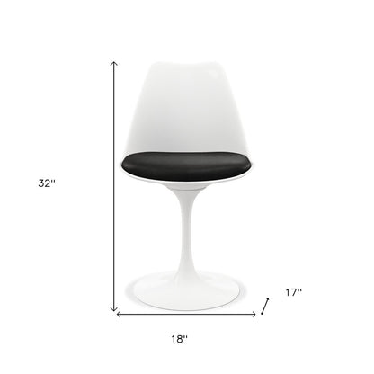 Black and White Upholstered Faux Leather Dining Side Chair