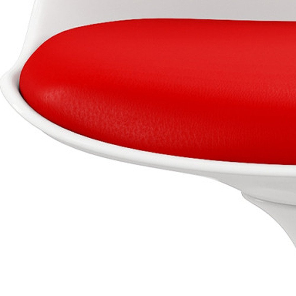 Red and White Upholstered Faux Leather Dining Side Chair