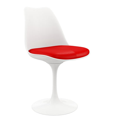 Red and White Upholstered Faux Leather Dining Side Chair