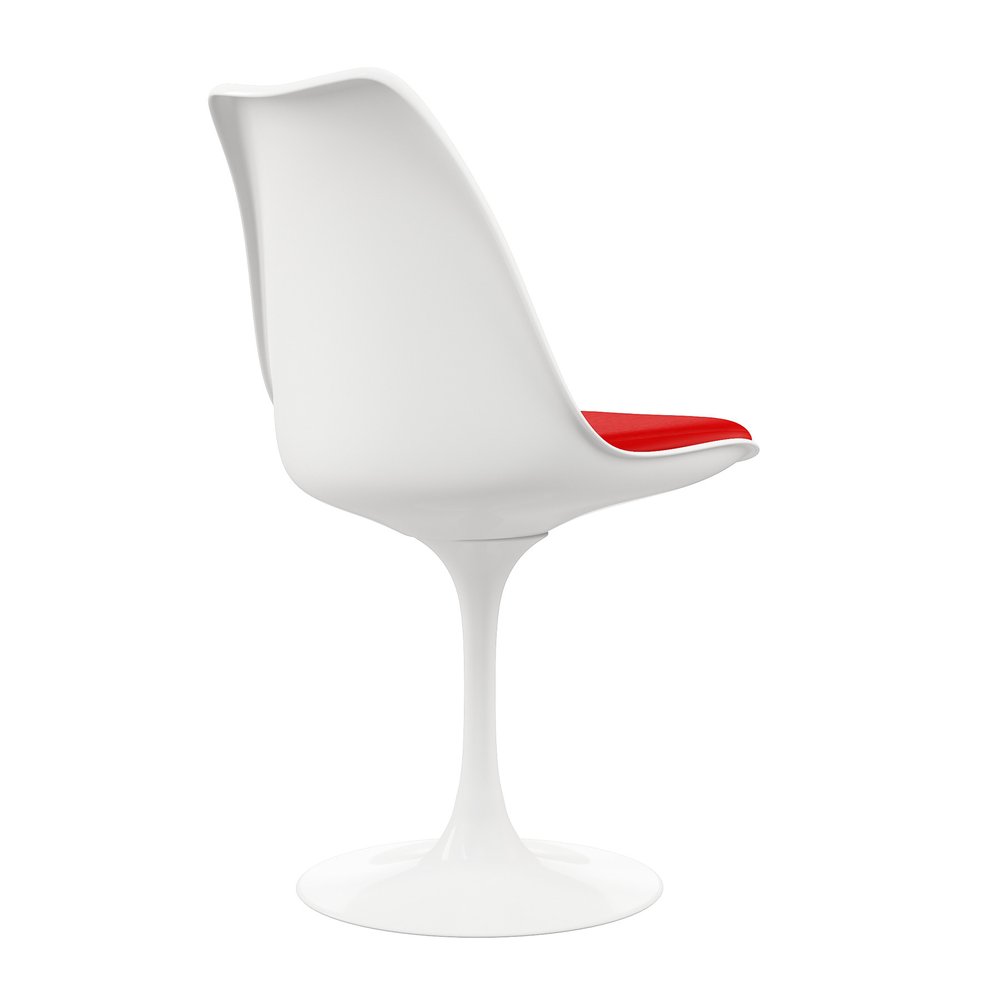 Red and White Upholstered Faux Leather Dining Side Chair