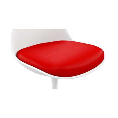 Red and White Upholstered Faux Leather Dining Side Chair
