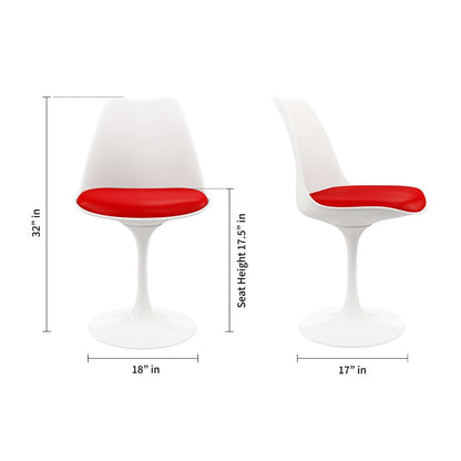 Red and White Upholstered Faux Leather Dining Side Chair