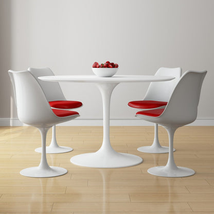 Red and White Upholstered Faux Leather Dining Side Chair