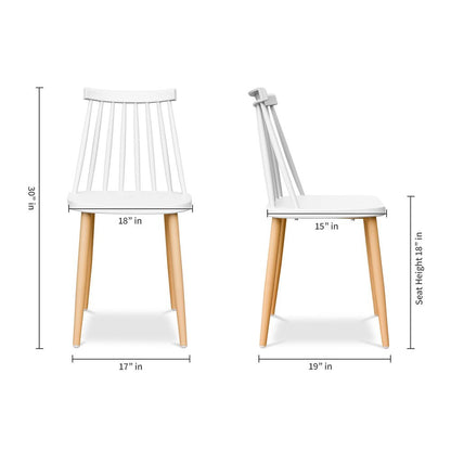 White And Natural Metal and Plastic Windsor Back Dining Side Chair