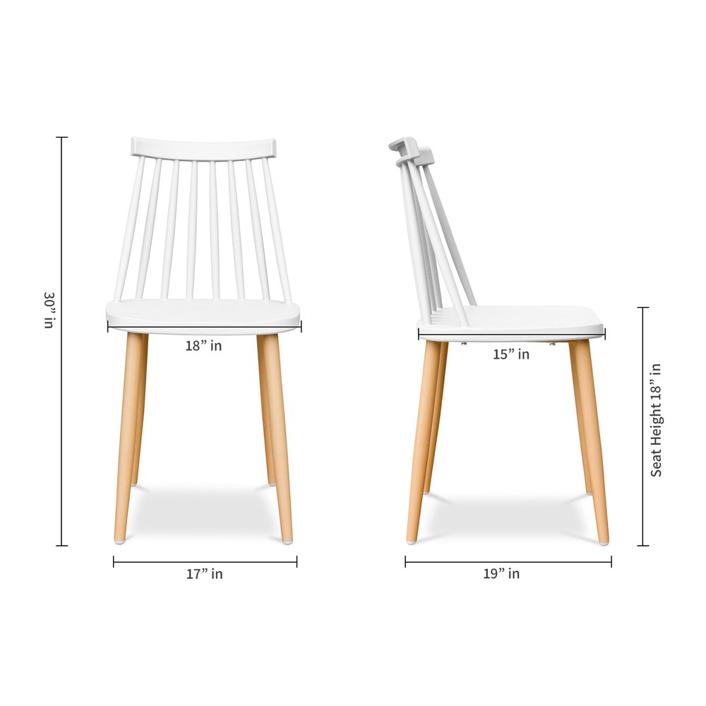 White And Natural Metal and Plastic Windsor Back Dining Side Chair