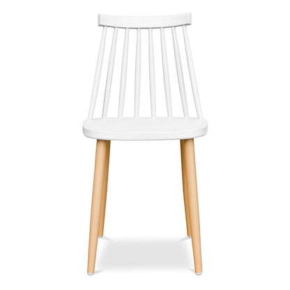 White And Natural Metal and Plastic Windsor Back Dining Side Chair