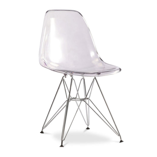 Clear and Silver Steel Dining Side Chair