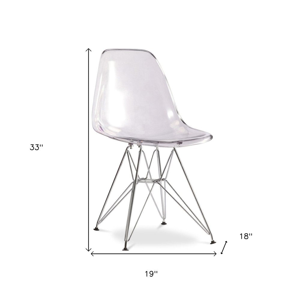 Clear and Silver Steel Dining Side Chair