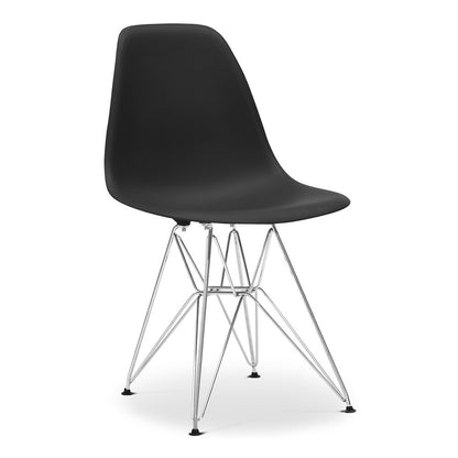 Black and Silver Steel Dining Side Chair