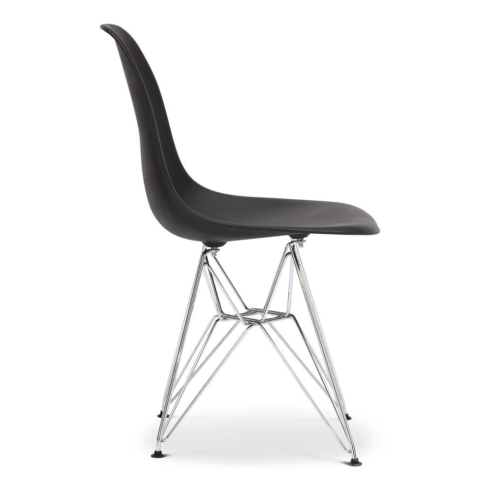 Black and Silver Steel Dining Side Chair