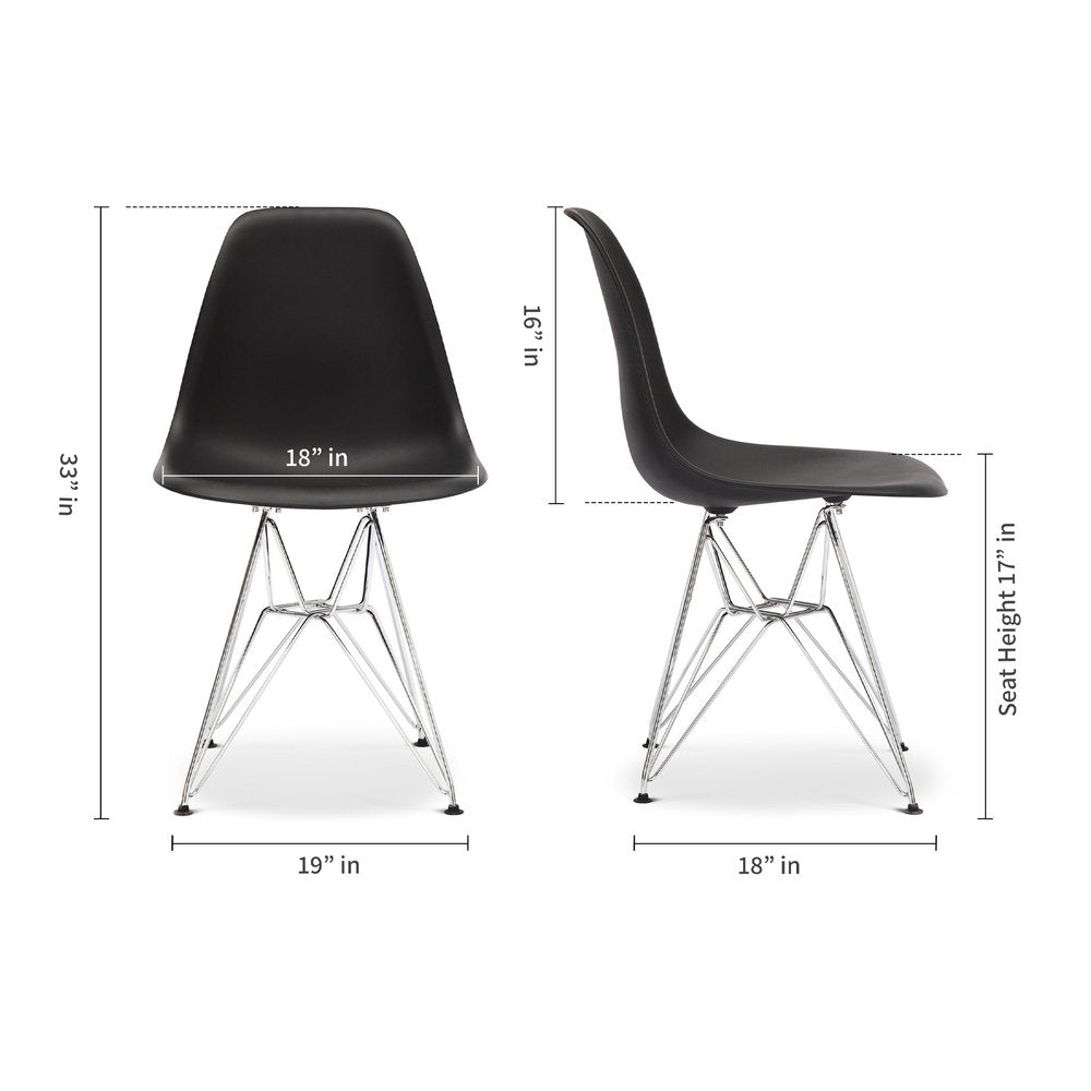 Black and Silver Steel Dining Side Chair