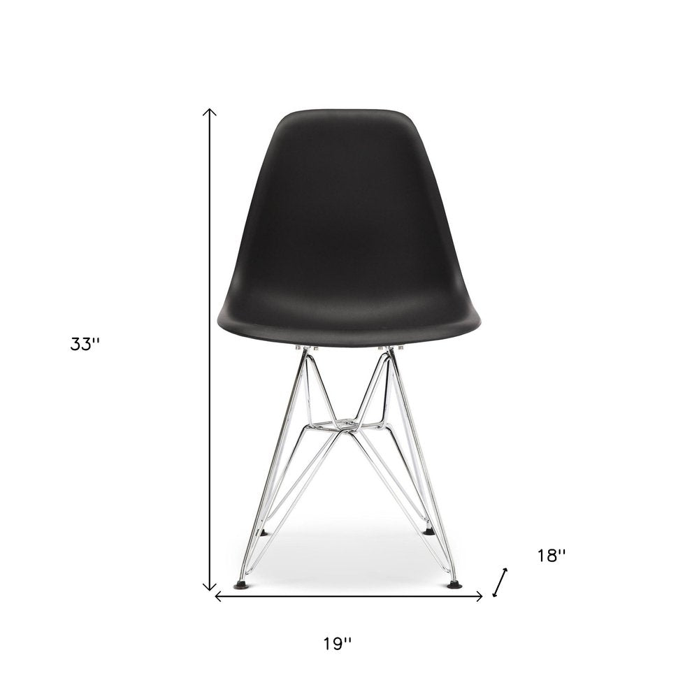 Black and Silver Steel Dining Side Chair