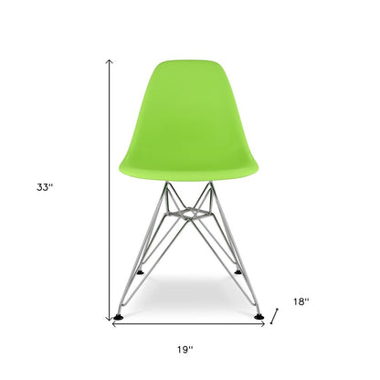 Green and Silver Steel Dining Side Chair