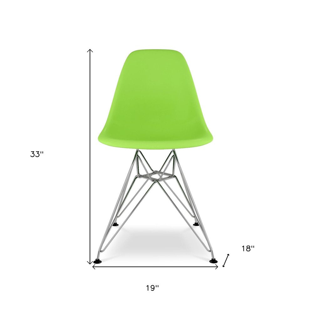 Green and Silver Steel Dining Side Chair