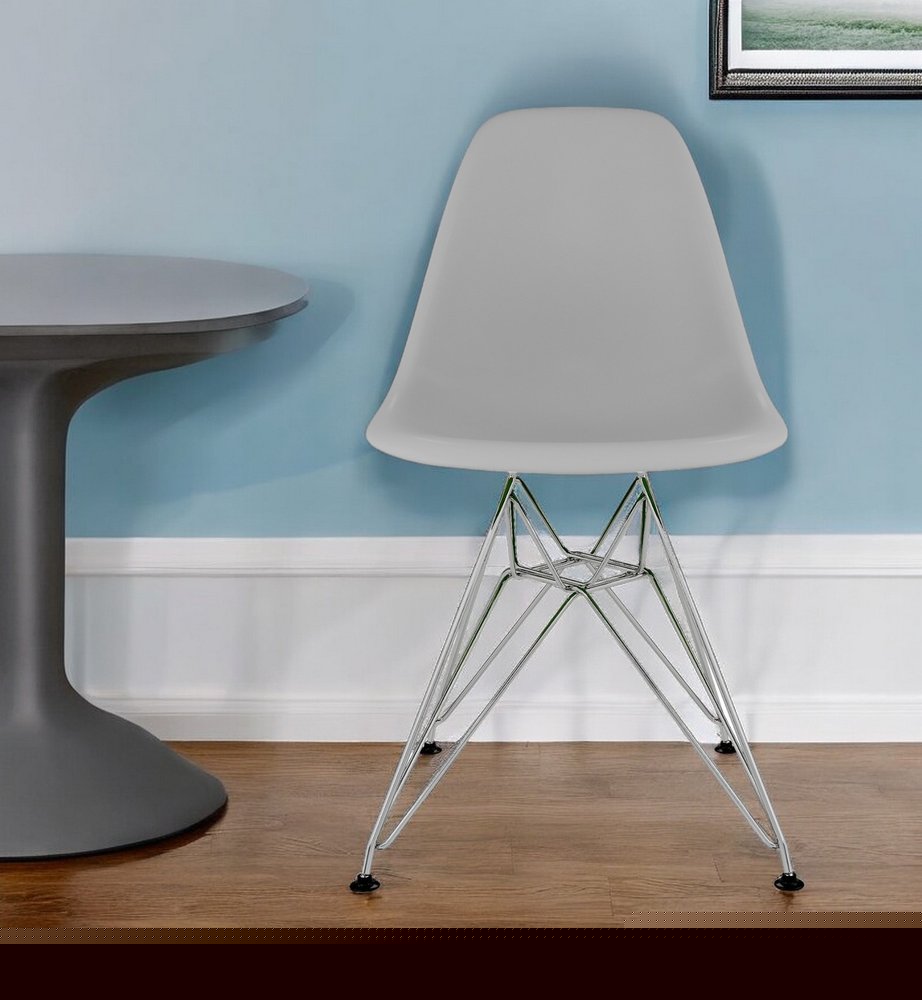 Gray and Silver Steel Dining Side Chair