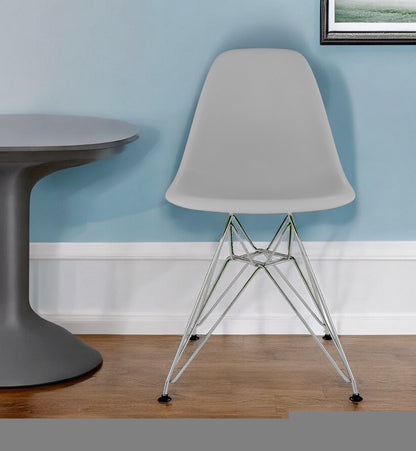 Gray and Silver Steel Dining Side Chair