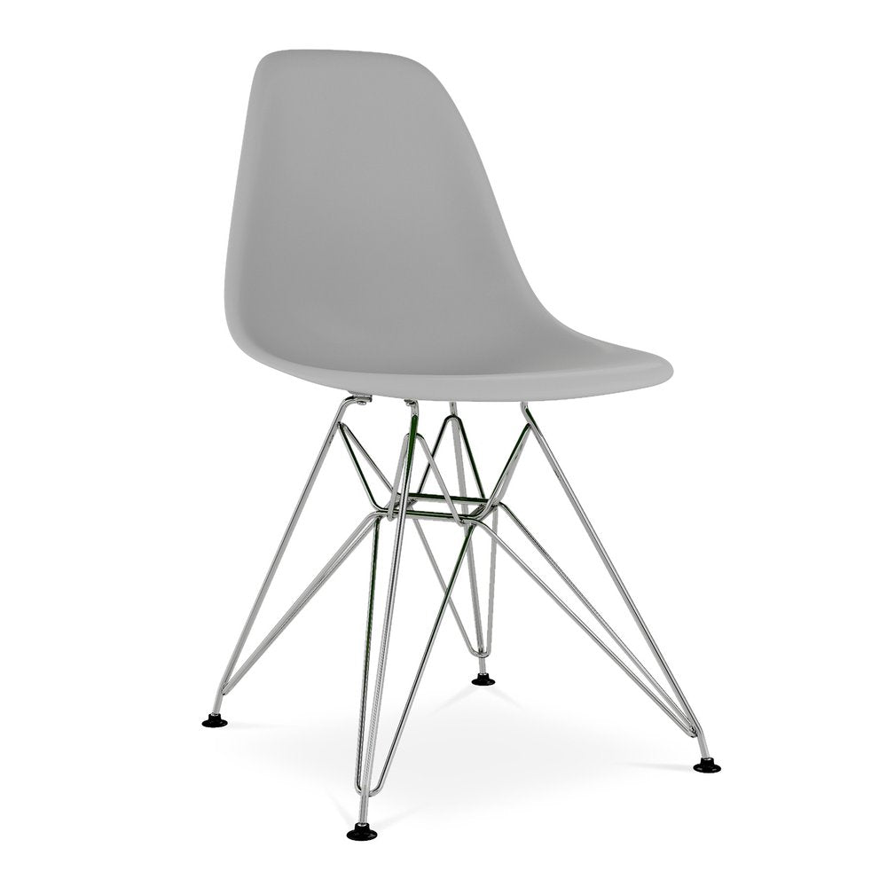 Gray and Silver Steel Dining Side Chair