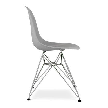 Gray and Silver Steel Dining Side Chair