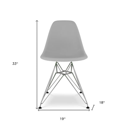 Gray and Silver Steel Dining Side Chair