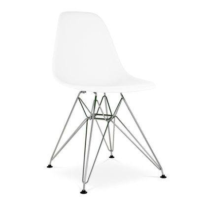 White and Silver Steel Dining Side Chair