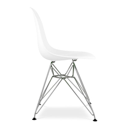 White and Silver Steel Dining Side Chair