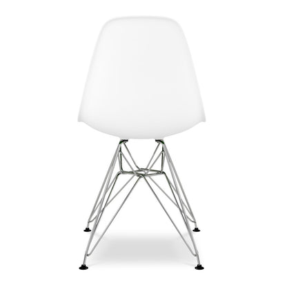 White and Silver Steel Dining Side Chair