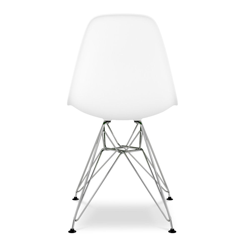 White and Silver Steel Dining Side Chair
