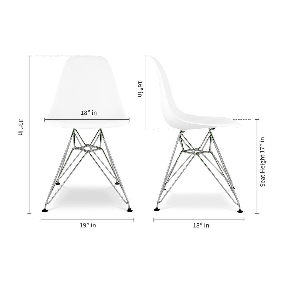 White and Silver Steel Dining Side Chair