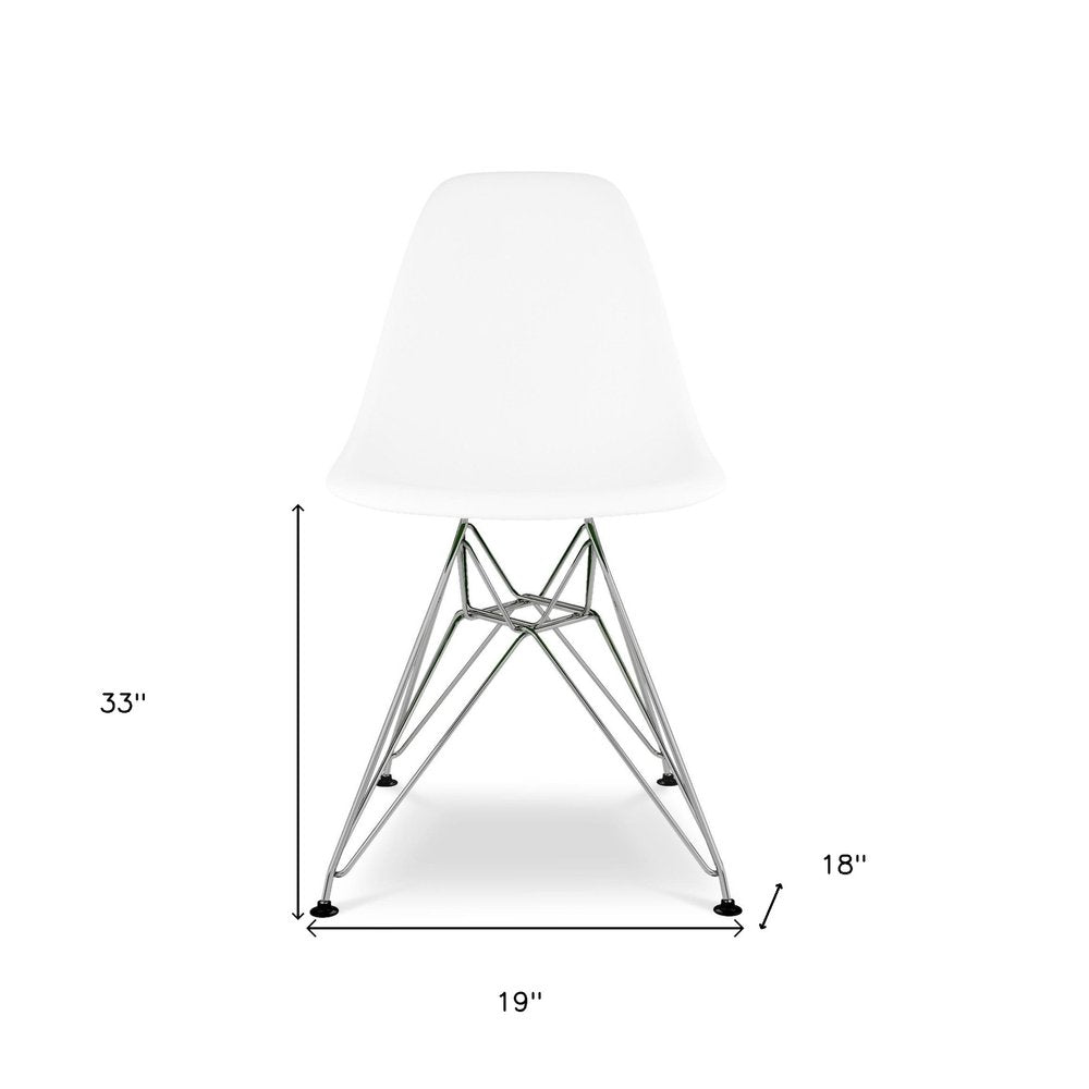 White and Silver Steel Dining Side Chair