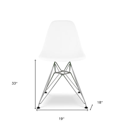 White and Silver Steel Dining Side Chair