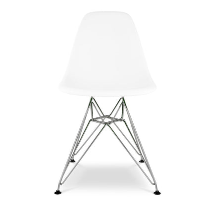 White and Silver Steel Dining Side Chair