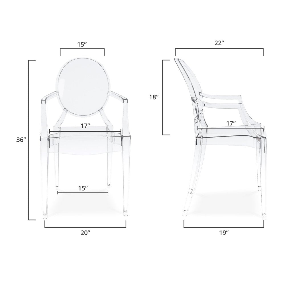 Clear Acrylic King Louis Back Dining Arm Chair