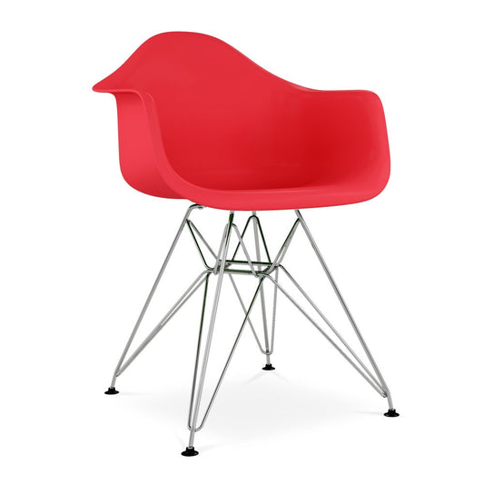 Red and Silver Dining Arm Chair