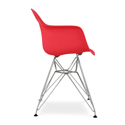 Red and Silver Dining Arm Chair