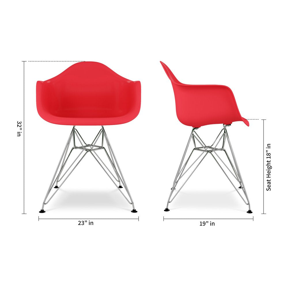 Red and Silver Dining Arm Chair
