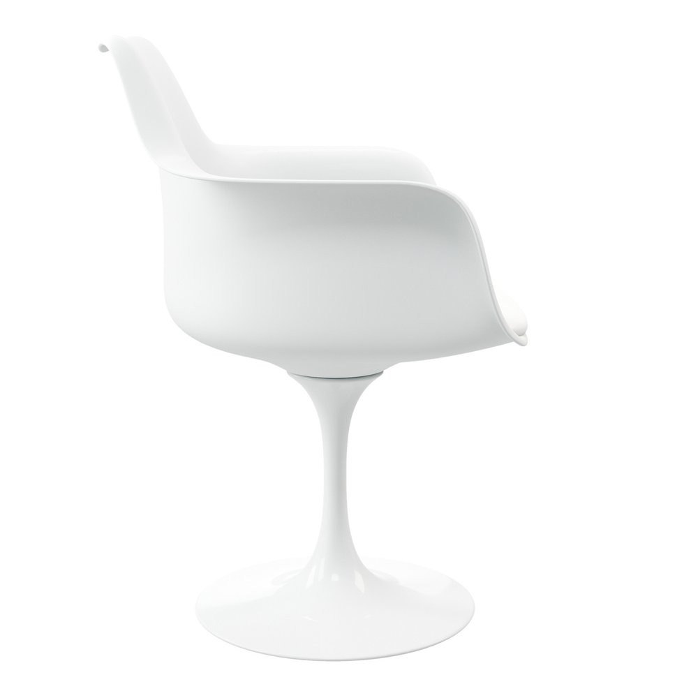 White Upholstered Faux Leather Dining Arm Chair