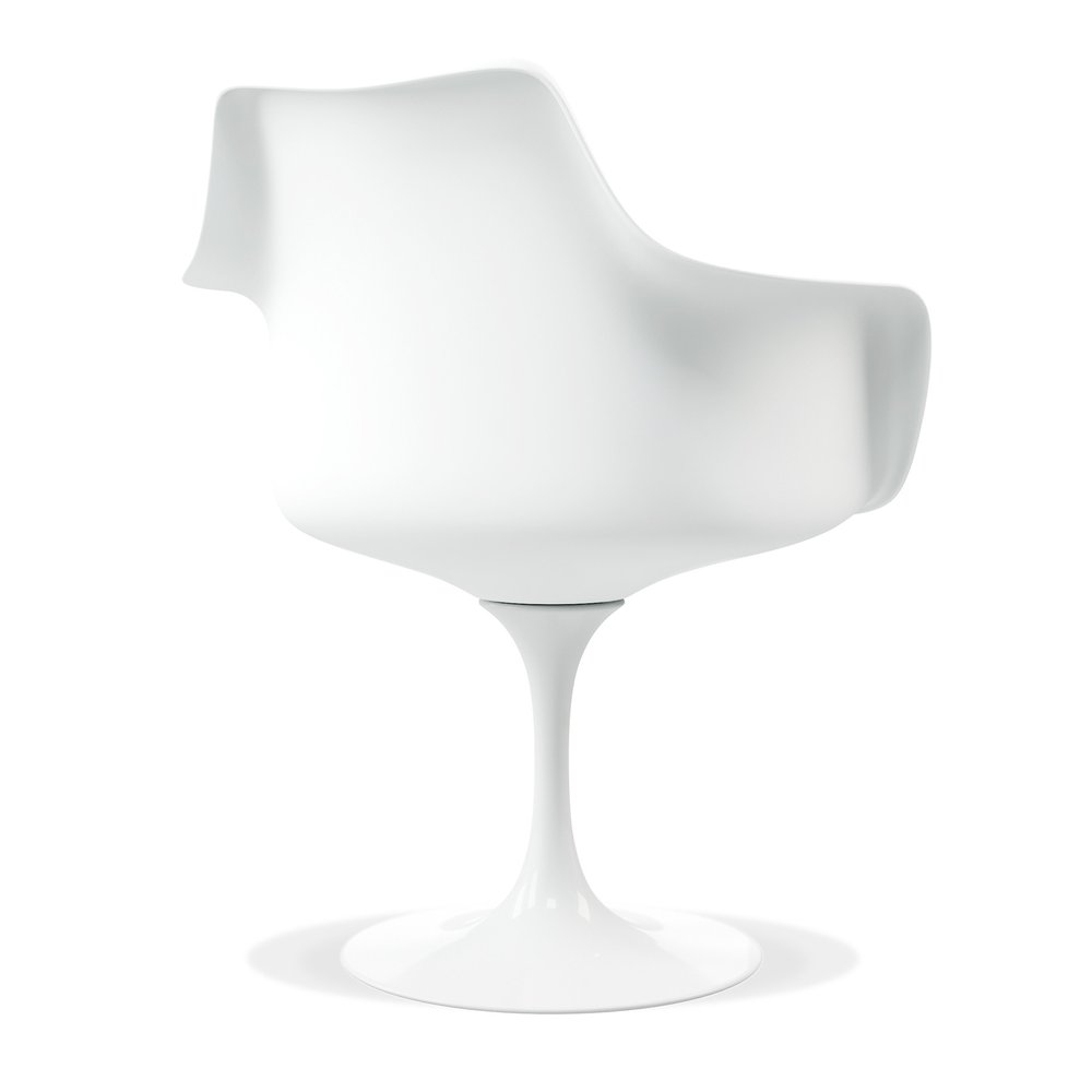 White Upholstered Faux Leather Dining Arm Chair