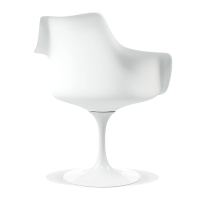 White Upholstered Faux Leather Dining Arm Chair