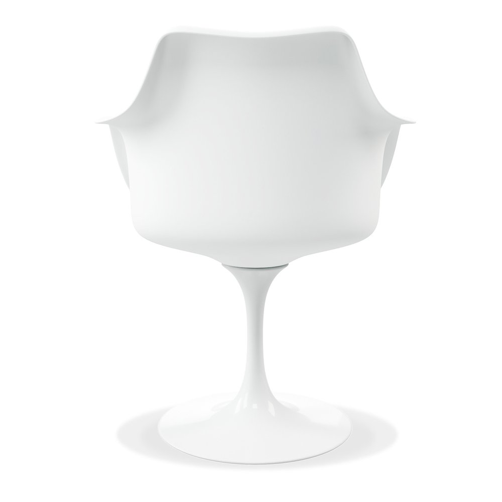 White Upholstered Faux Leather Dining Arm Chair