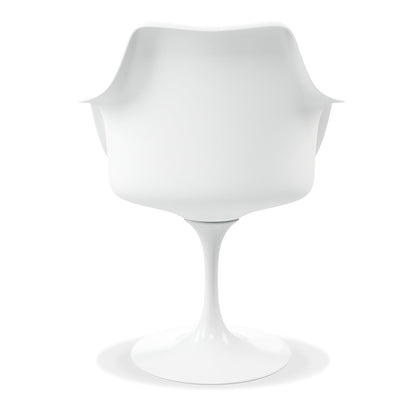 White Upholstered Faux Leather Dining Arm Chair