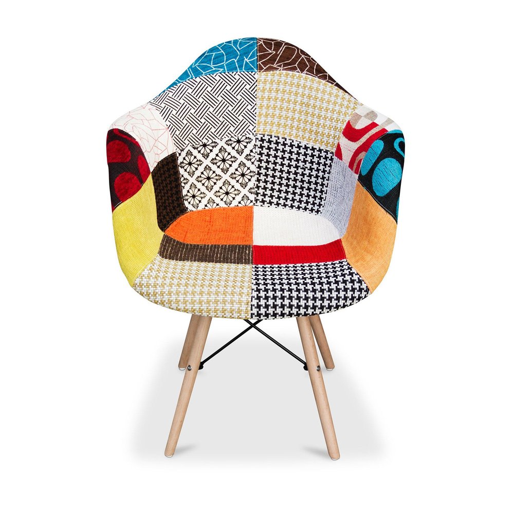 Rainbow and Natural Upholstered Fabric Dining Arm Chair