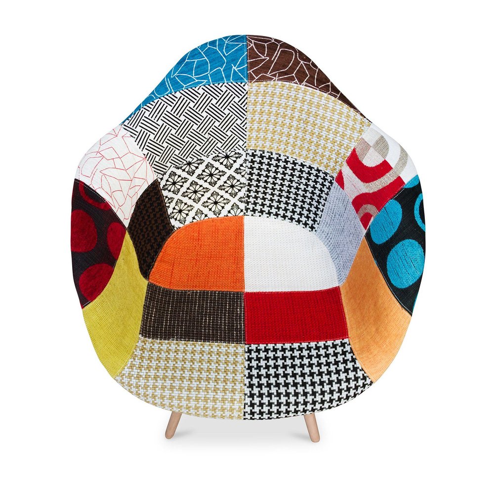 Rainbow and Natural Upholstered Fabric Dining Arm Chair