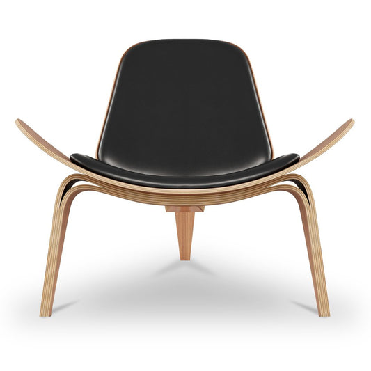 36" Black and Brown Genuine Leather Lounge Chair
