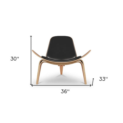 36" Black and Brown Genuine Leather Lounge Chair