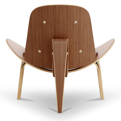 36" White and Brown Faux Leather Lounge Chair